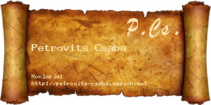 Petrovits Csaba névjegykártya